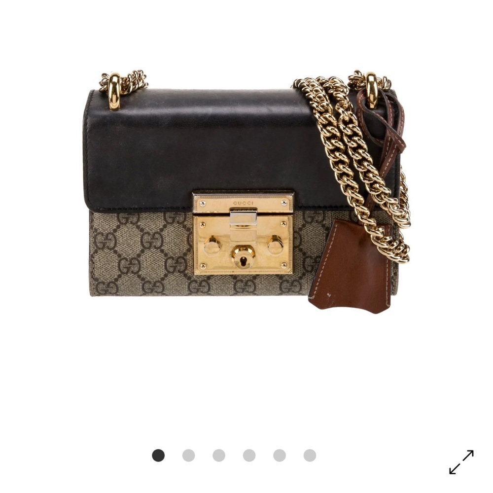 Gucci Black and Tan Crossbody Bag with Gold Accents